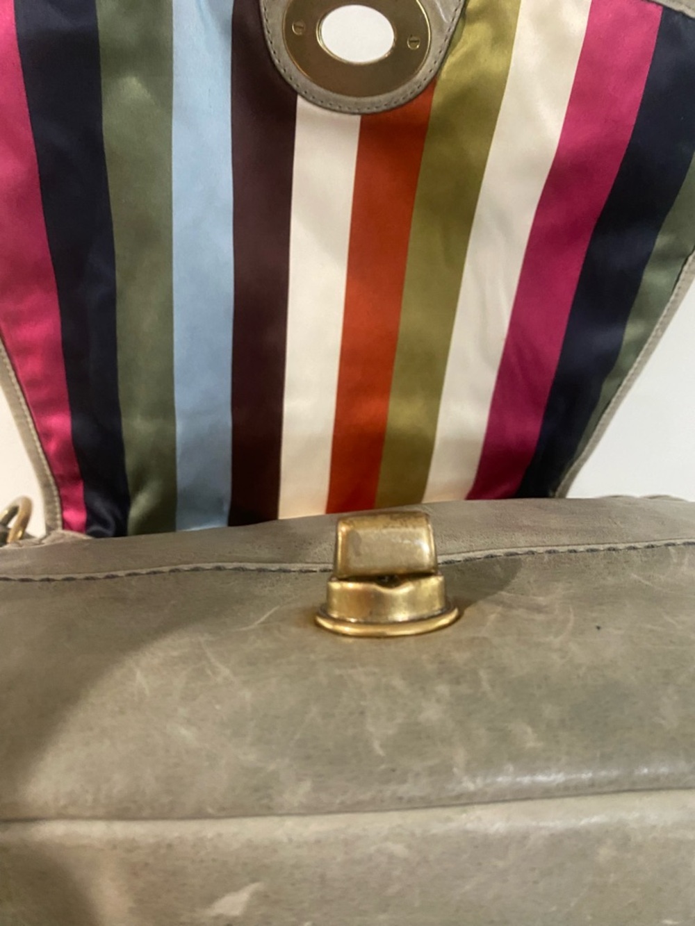 Coach Gray Leather Turnlock Shoulder Bag with Brass Hardware - Picture 8 of 10
